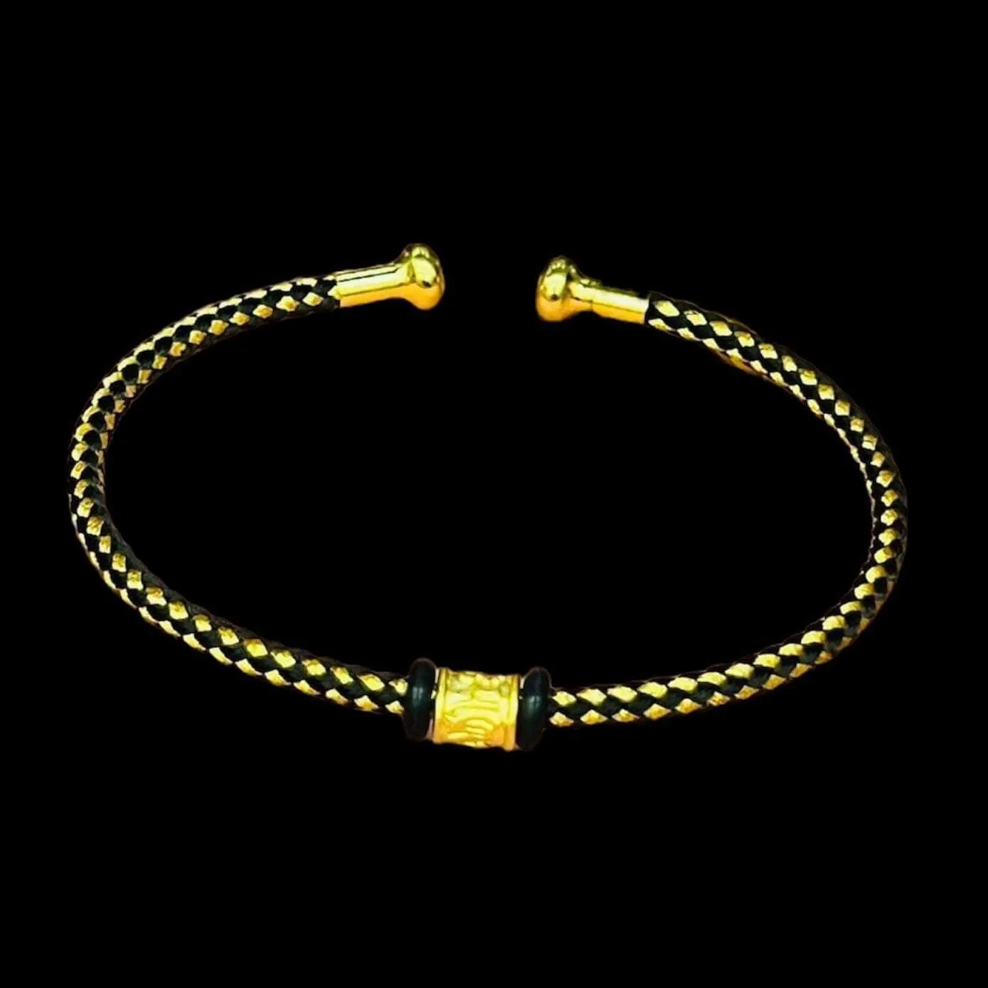 #GOLD2024 | 24K Lucky Mantra Barrel Wooven Rope Bangle