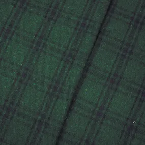 Green-Blue-Black Wool-Polyester Single Sided Brushed Plaid Jacketing Fabric