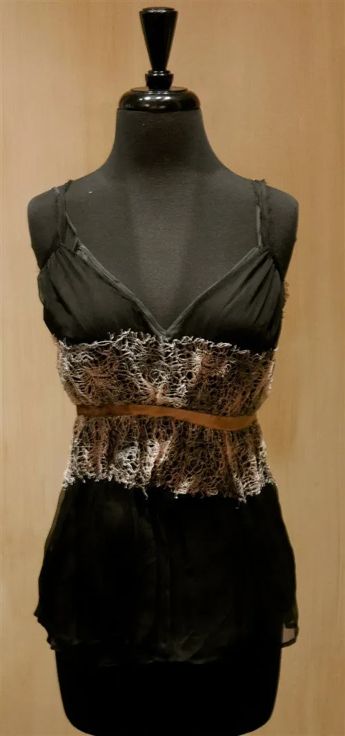 Harkham Silk Cami Top with Lace Overlay