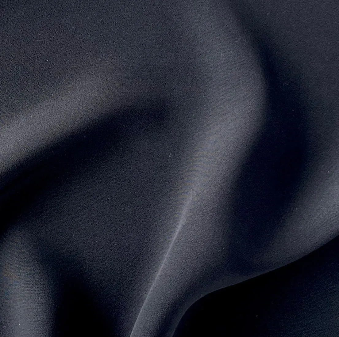 Heavier-Weight  Fluid Jet Black 3-Ply Silk Crepe (Made in China)