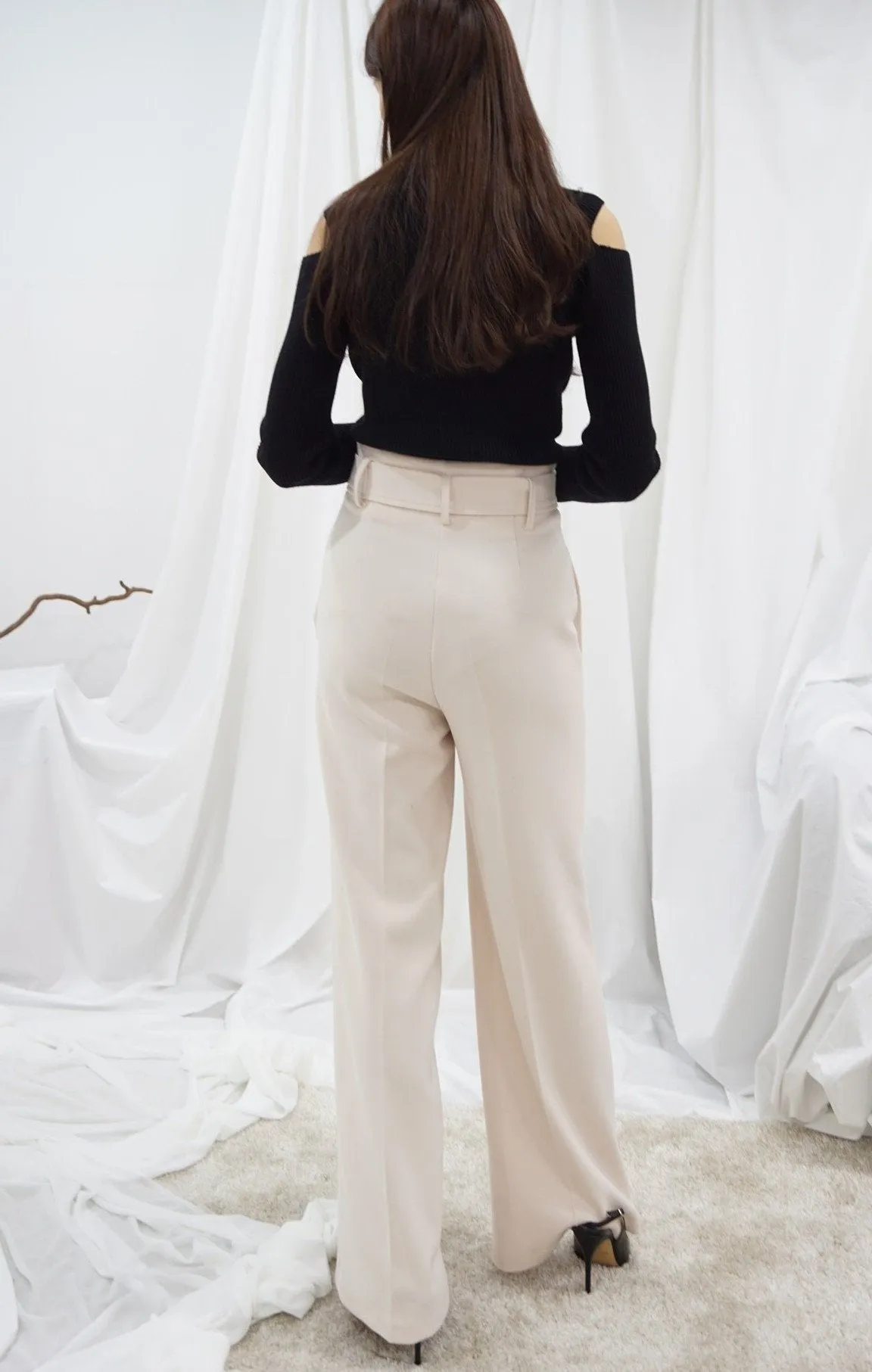 HIGH WAISTED BELTED TROUSERS