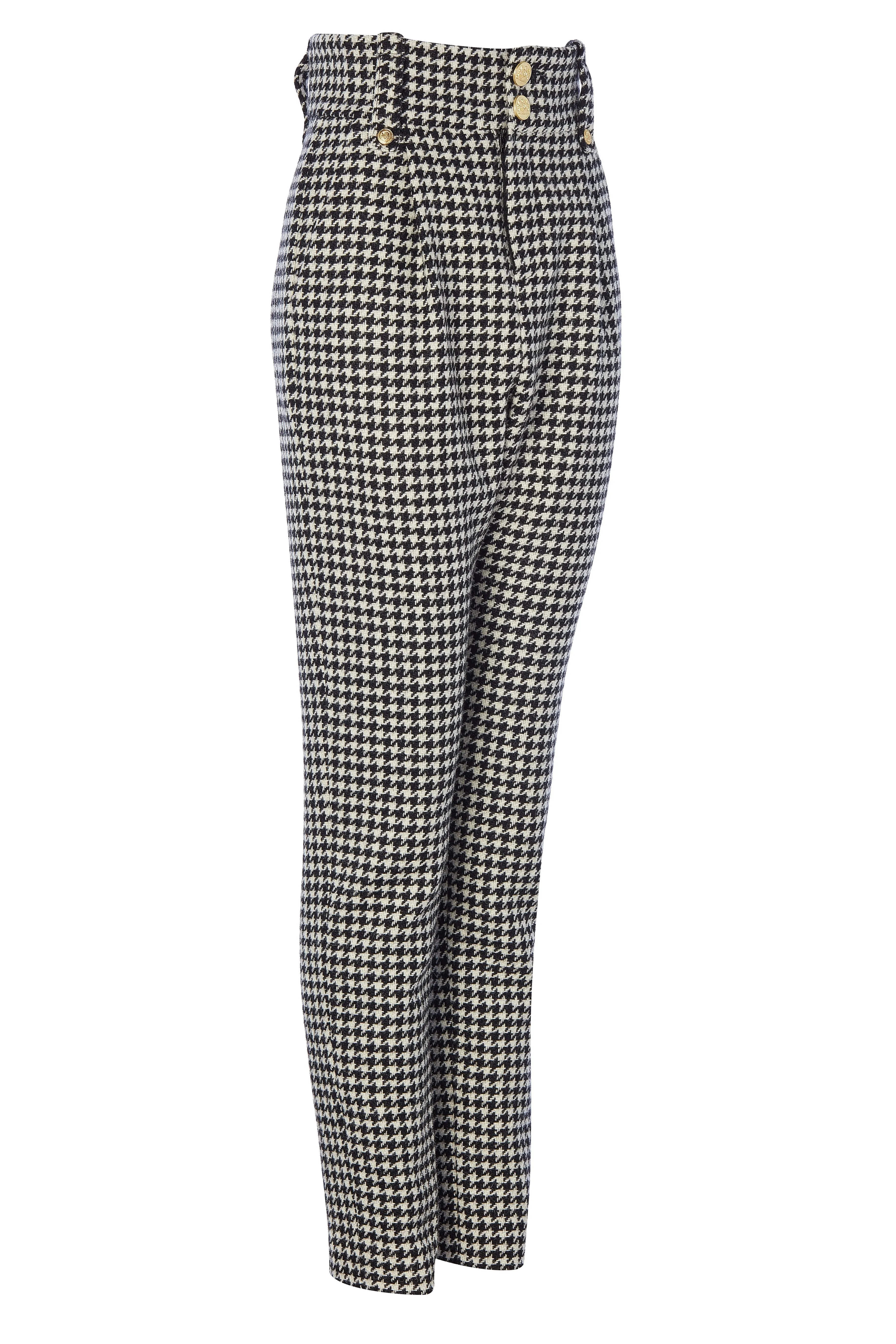 High Waisted Peg Trouser (Houndstooth)