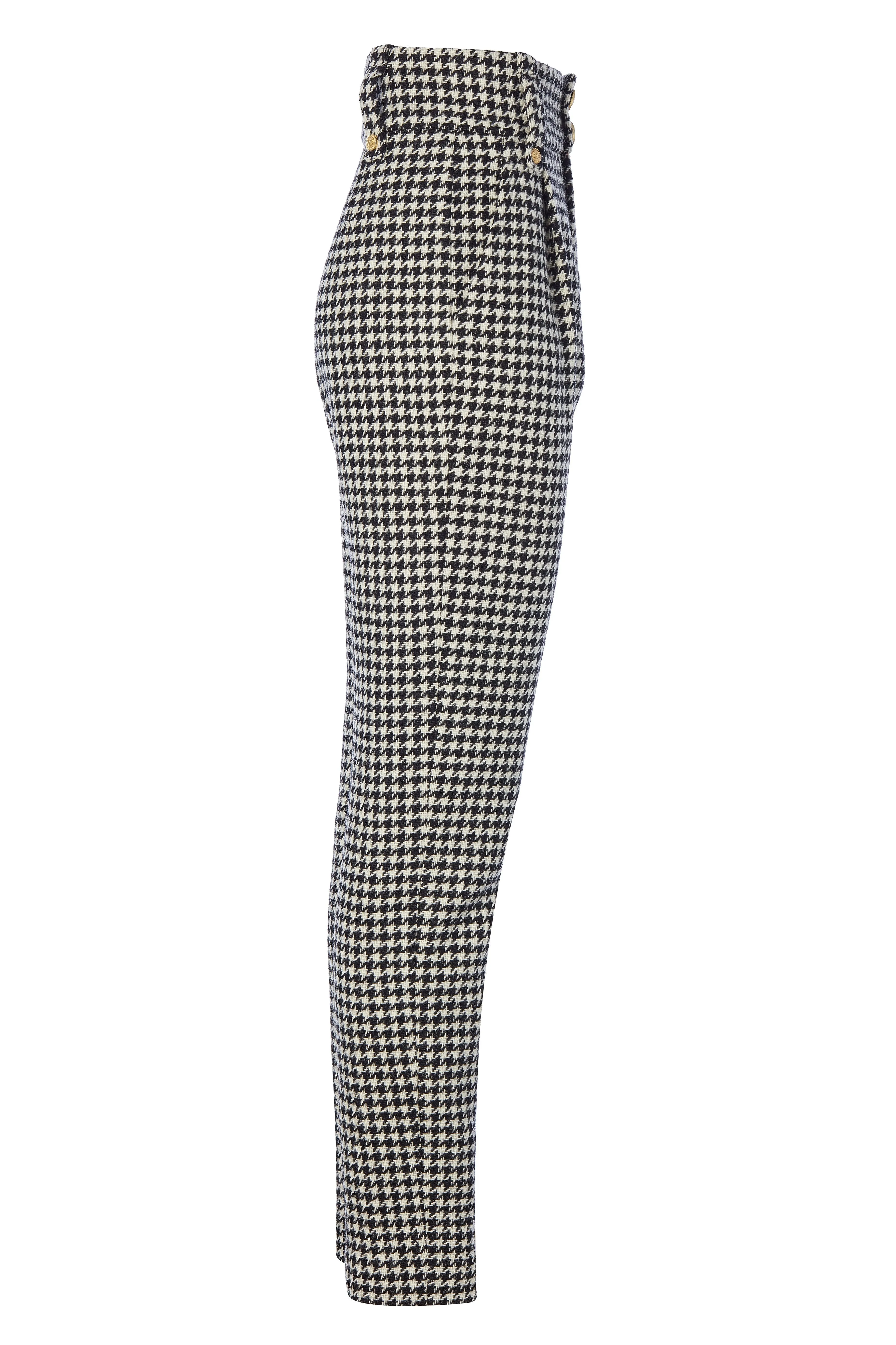 High Waisted Peg Trouser (Houndstooth)