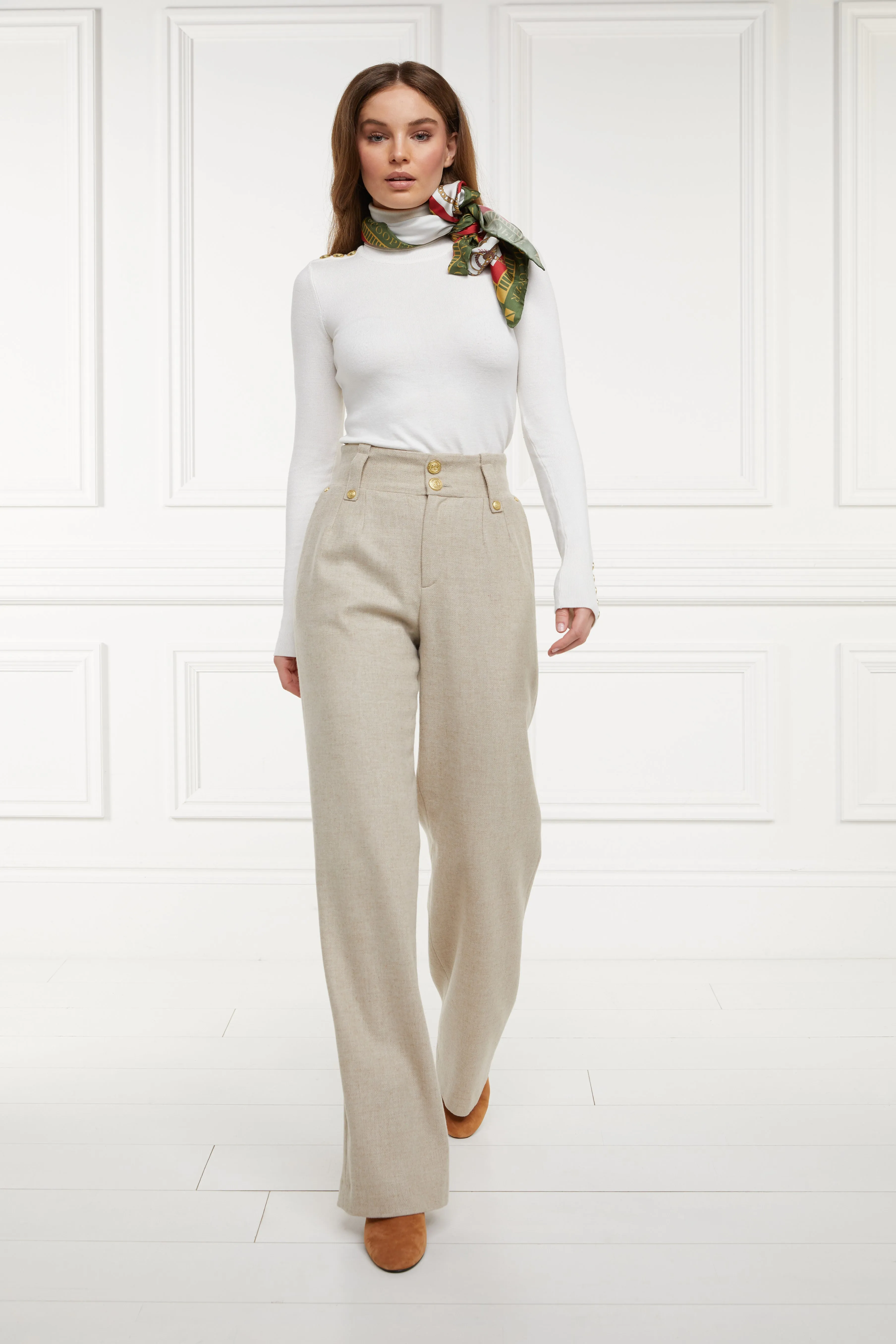 High Waisted Straight Trouser (Oatmeal)