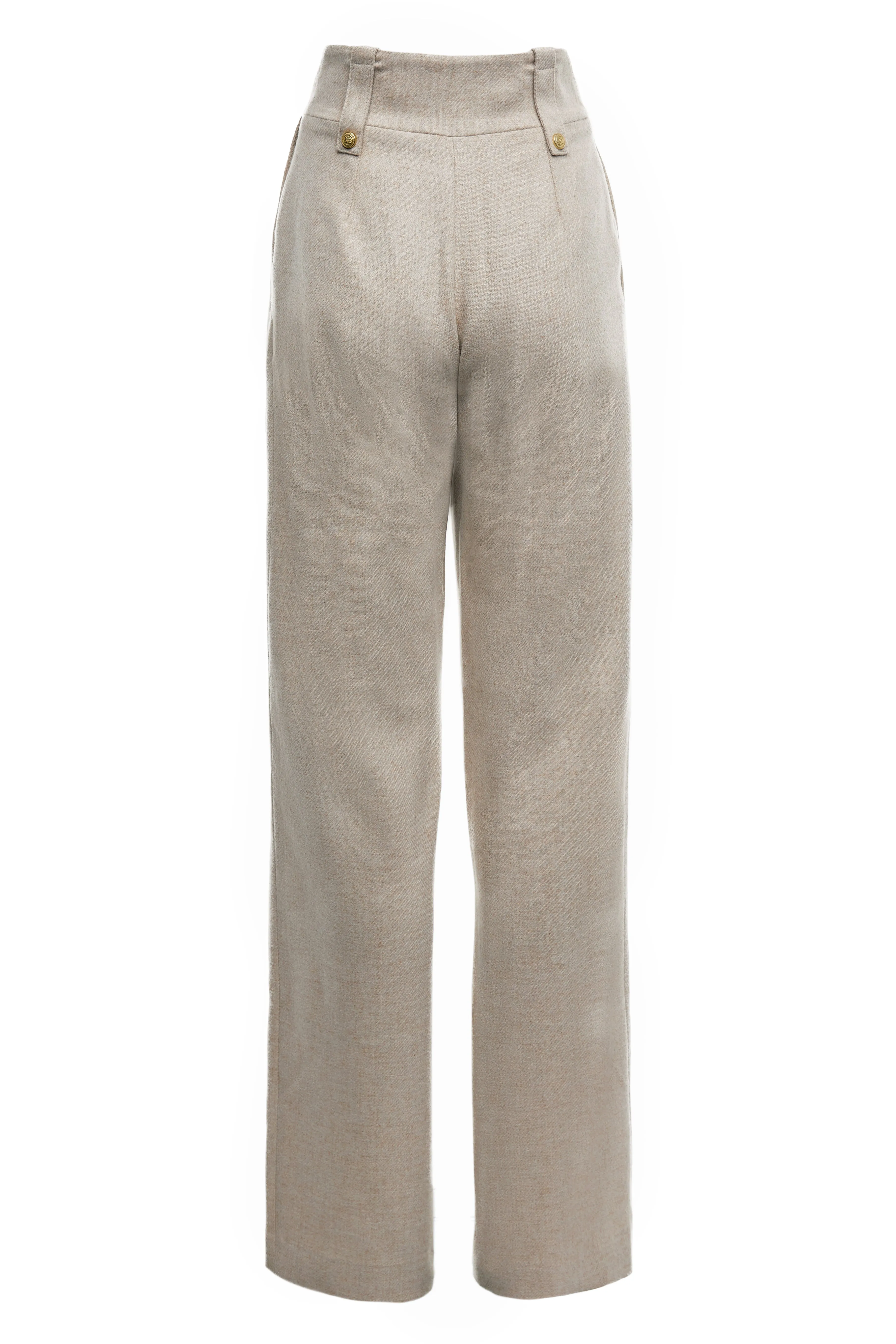 High Waisted Straight Trouser (Oatmeal)