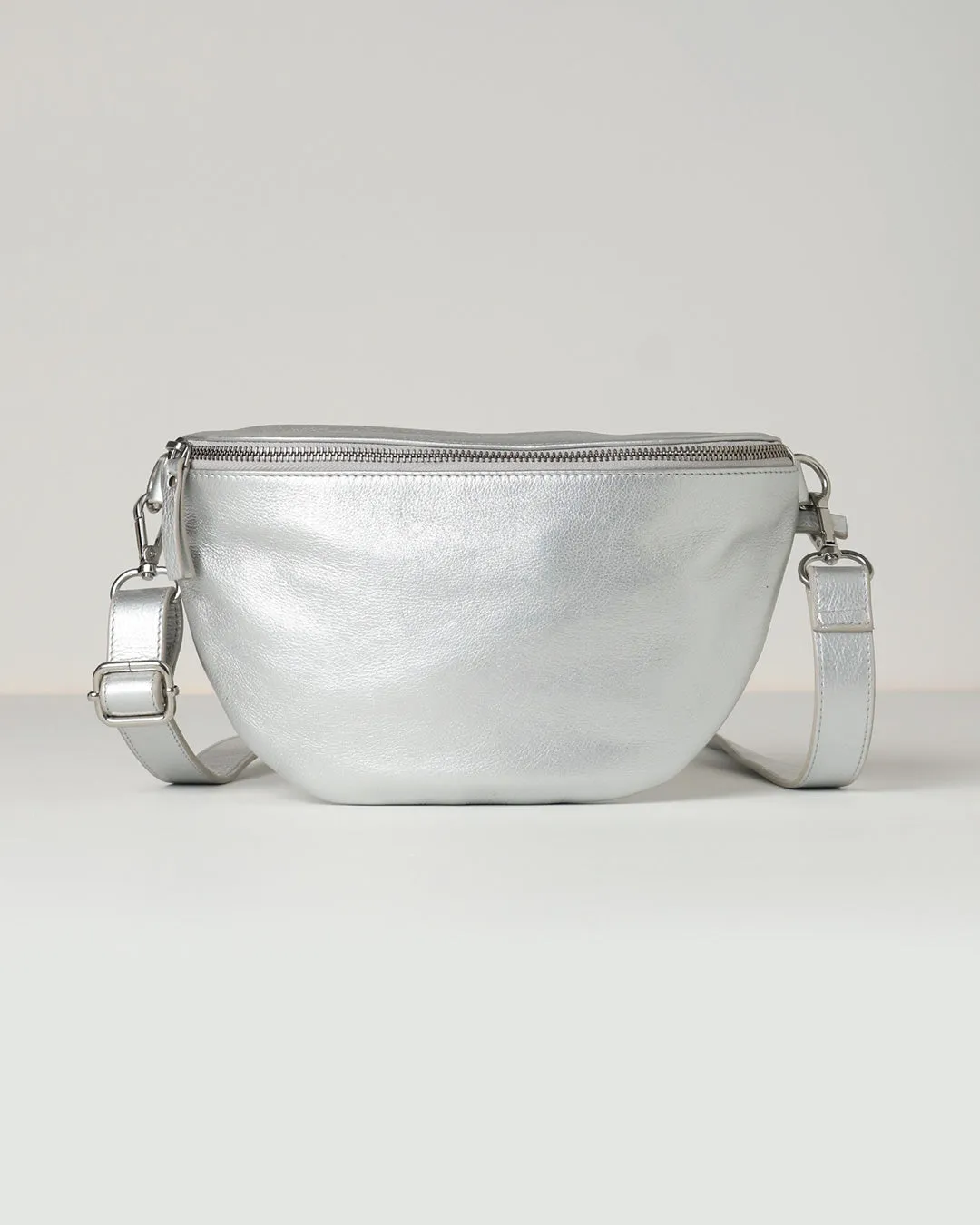 Jorja Leather Sling Bumbag - Silver