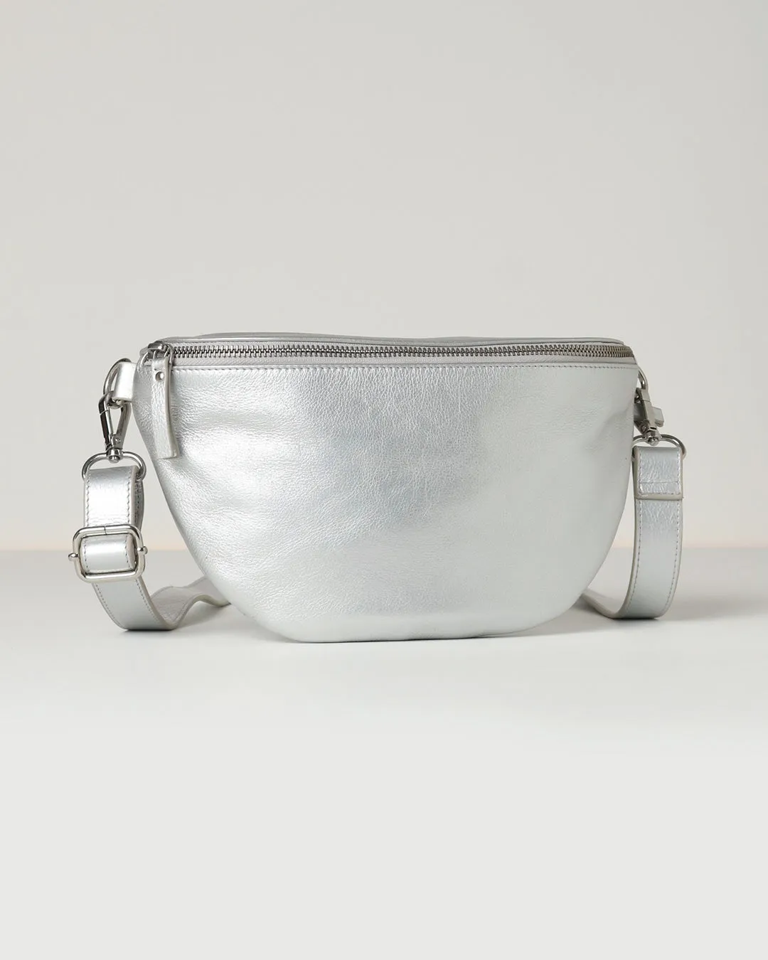 Jorja Leather Sling Bumbag - Silver