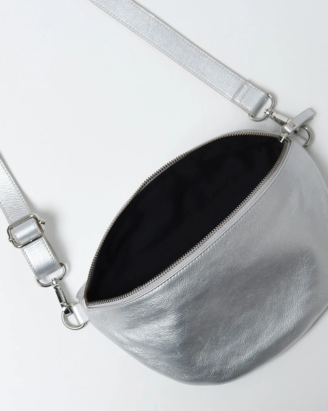 Jorja Leather Sling Bumbag - Silver