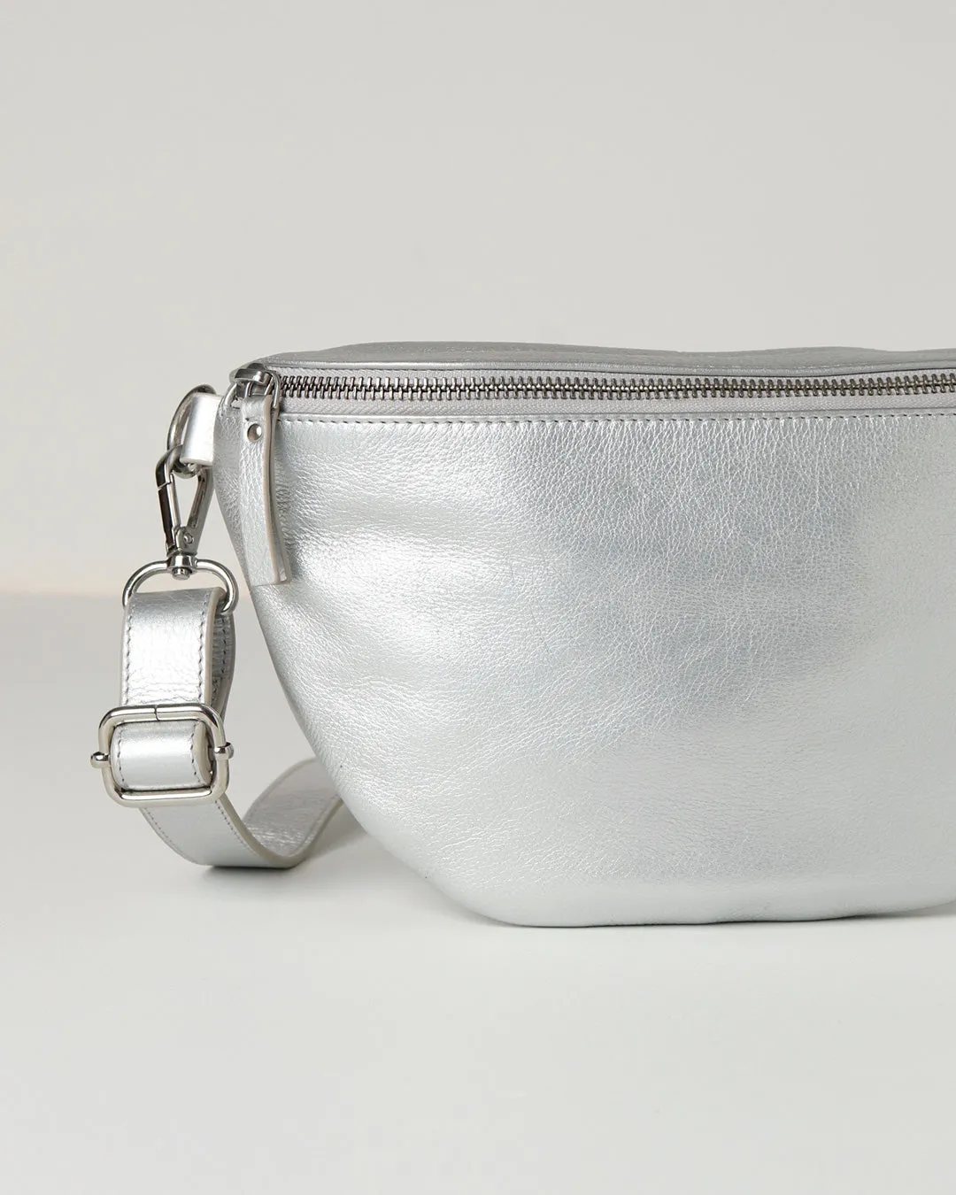 Jorja Leather Sling Bumbag - Silver