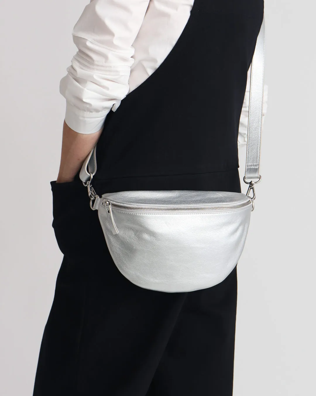 Jorja Leather Sling Bumbag - Silver