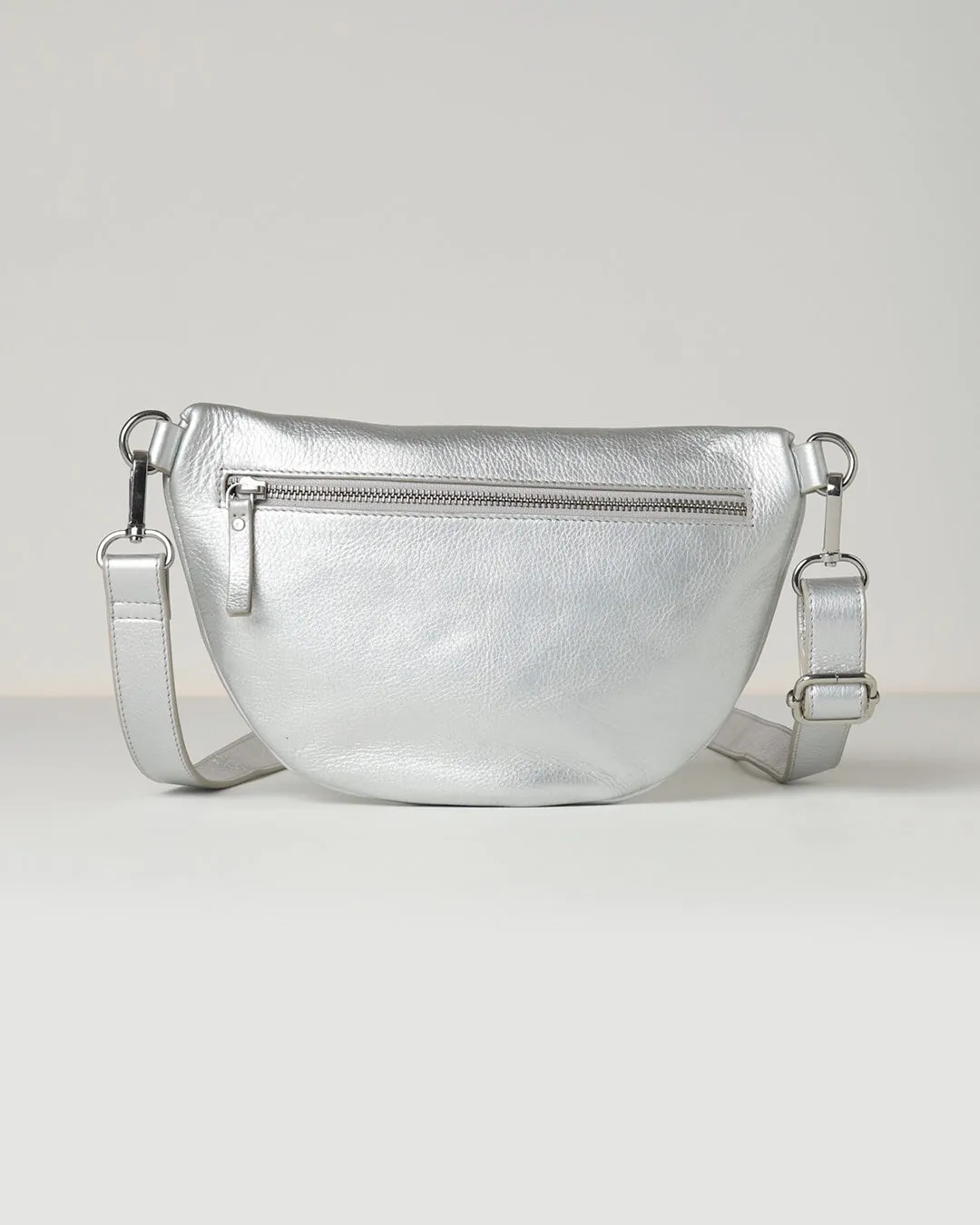 Jorja Leather Sling Bumbag - Silver