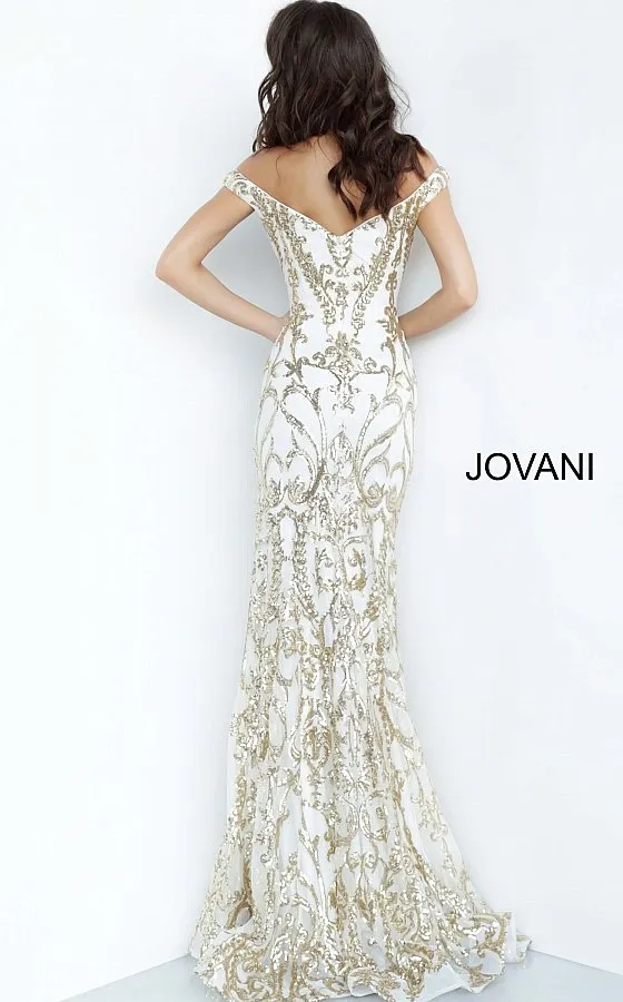 Jovani 63349 Size 10, 12 Long Sequin off the shoulder Prom Dress Pageant Mermaid Gown