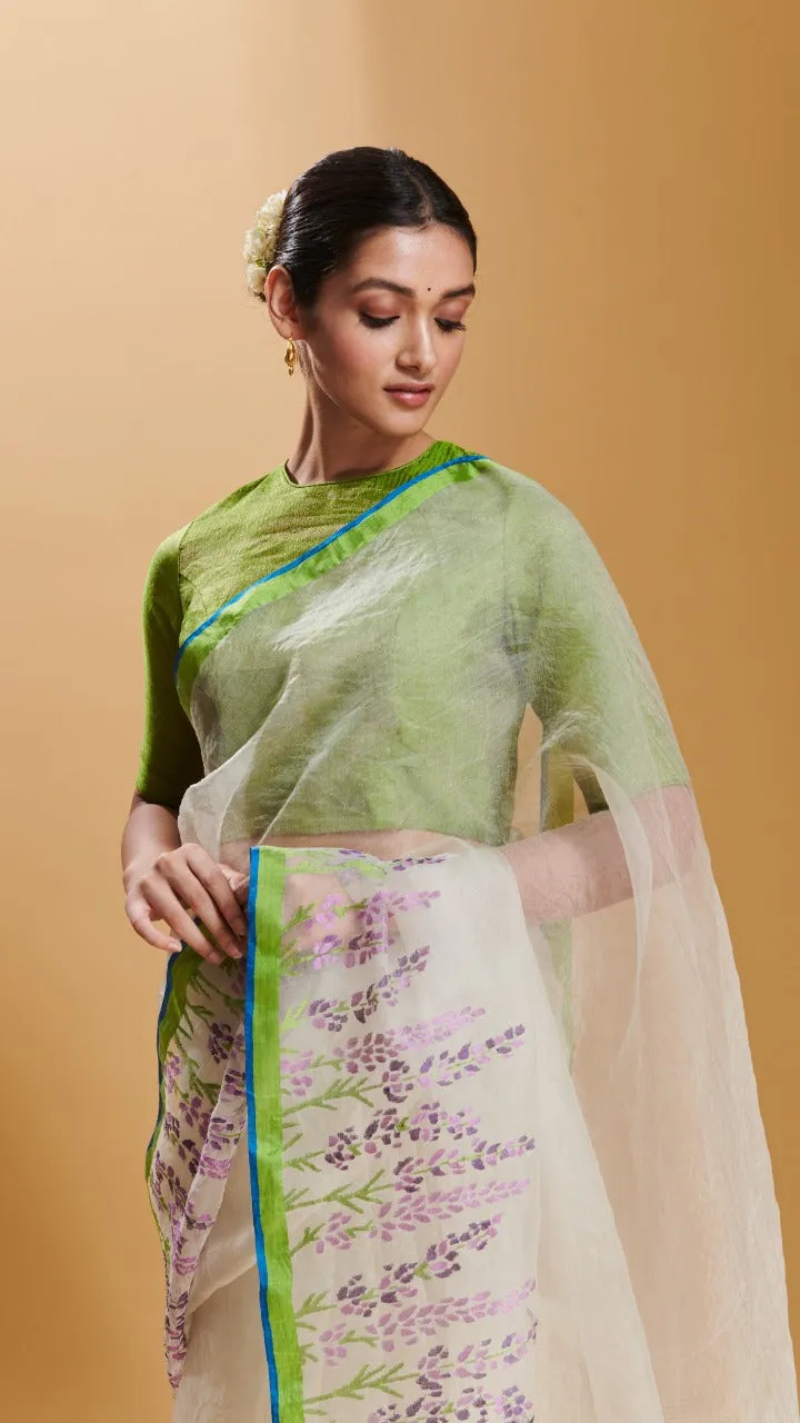 Lavender Field silk jamdani saree