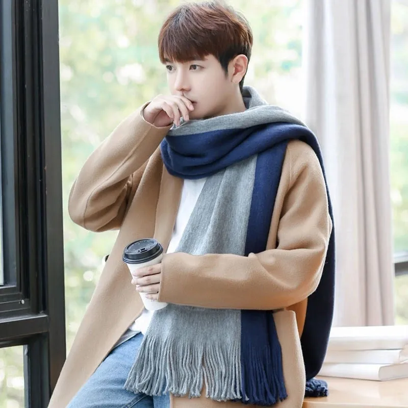 Men's Scarf Autumn And Winter Korean Style Warm Birthday Gift Student Knitted Wool Thickened Women's Online Celebrity Scarf Cover