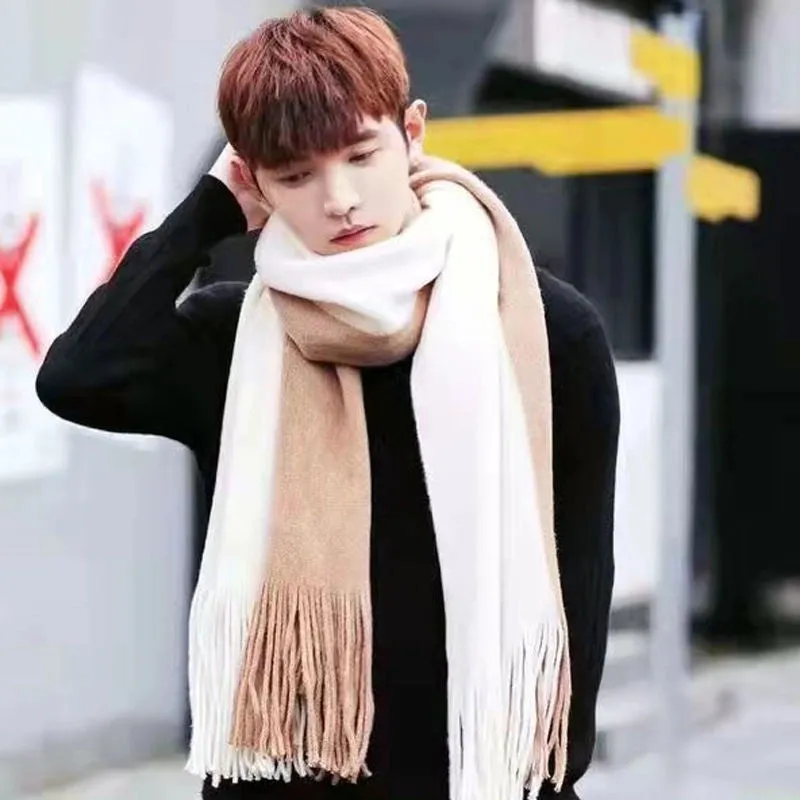 Men's Scarf Autumn And Winter Korean Style Warm Birthday Gift Student Knitted Wool Thickened Women's Online Celebrity Scarf Cover