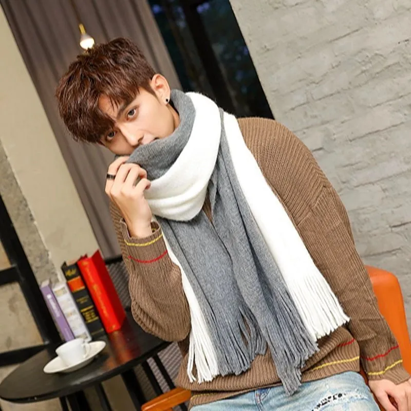 Men's Scarf Autumn And Winter Korean Style Warm Birthday Gift Student Knitted Wool Thickened Women's Online Celebrity Scarf Cover