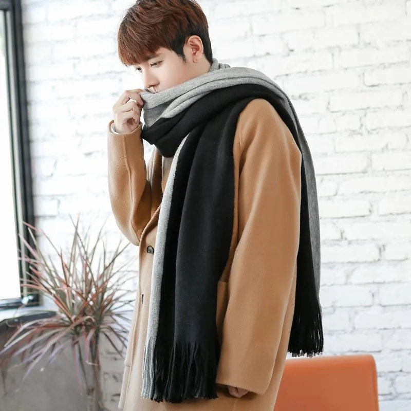 Men's Scarf Autumn And Winter Korean Style Warm Birthday Gift Student Knitted Wool Thickened Women's Online Celebrity Scarf Cover