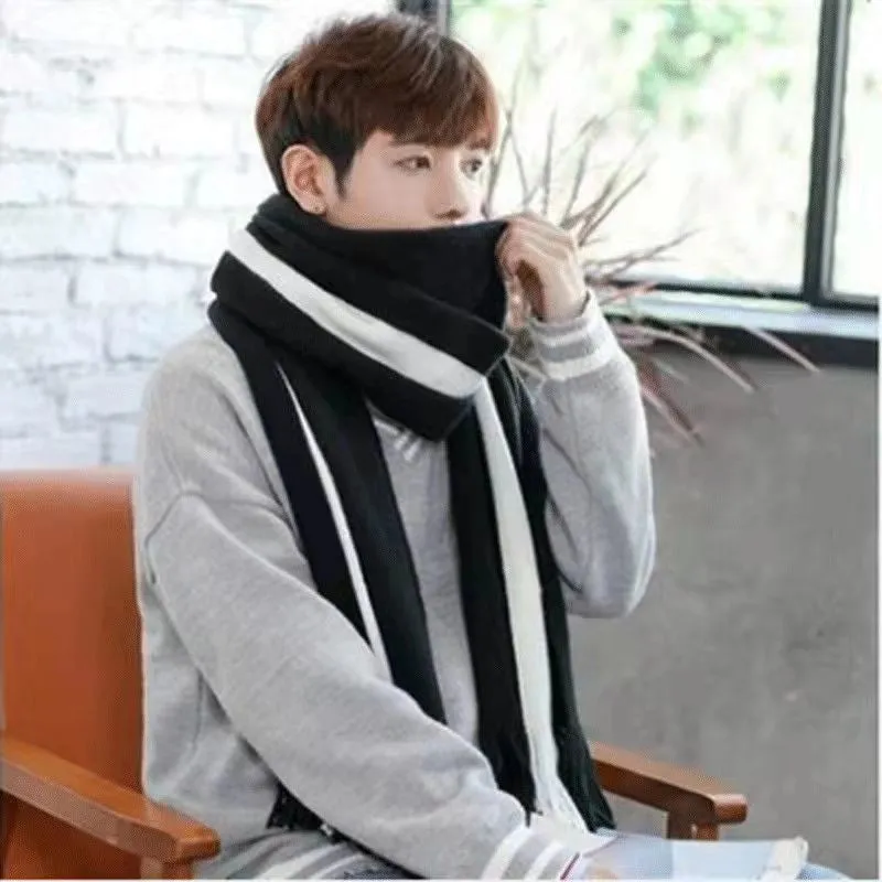 Men's Scarf Autumn And Winter Korean Style Warm Birthday Gift Student Knitted Wool Thickened Women's Online Celebrity Scarf Cover