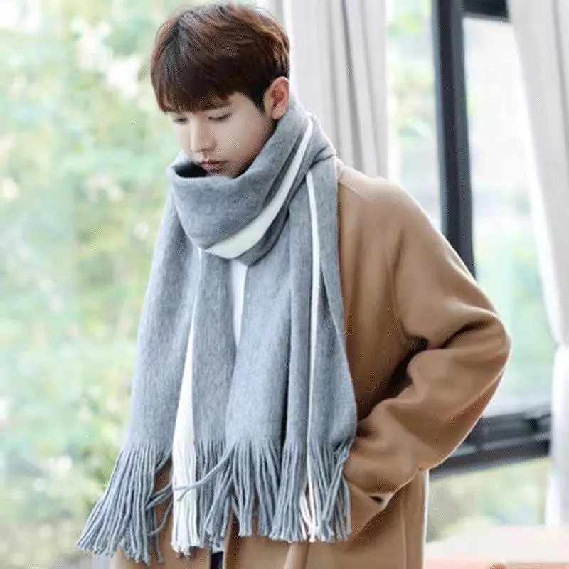 Men's Scarf Autumn And Winter Korean Style Warm Birthday Gift Student Knitted Wool Thickened Women's Online Celebrity Scarf Cover