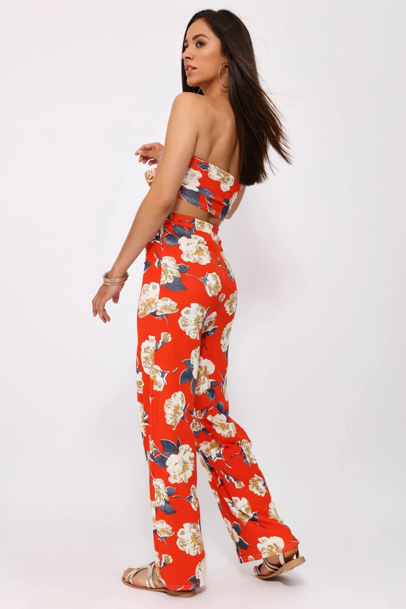 Multi Floral High Waisted Palazzo Trousers