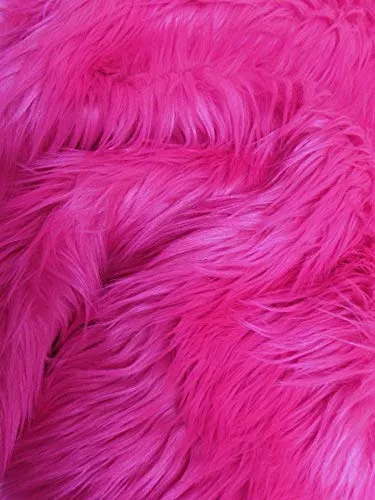 Neon Pink UV Reactive Solid Shaggy Faux Fur Fabric / Sold By The Yard