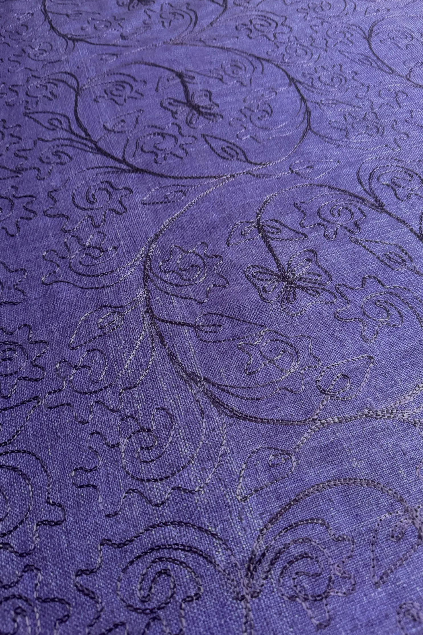 Purple Embroidered Silk Linen MEMT-018-05