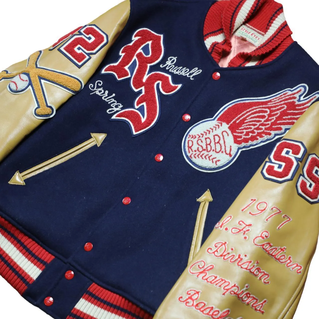 RSBBC 1977 Champions STYLE EYES wool Baseball Vintage Varsity Jacket