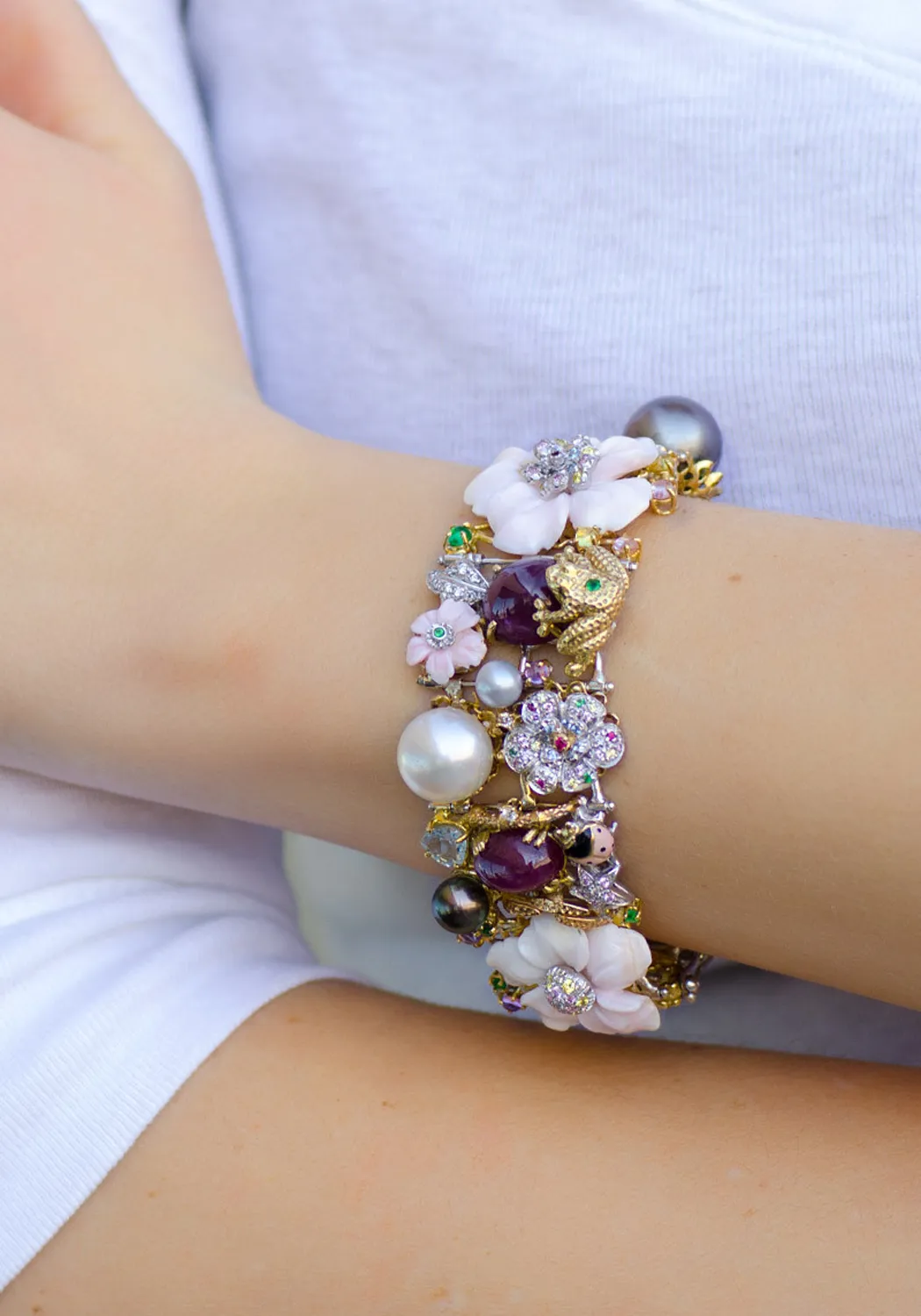 Santagostino Lazy Summer Day Pearl & Ruby Bracelet