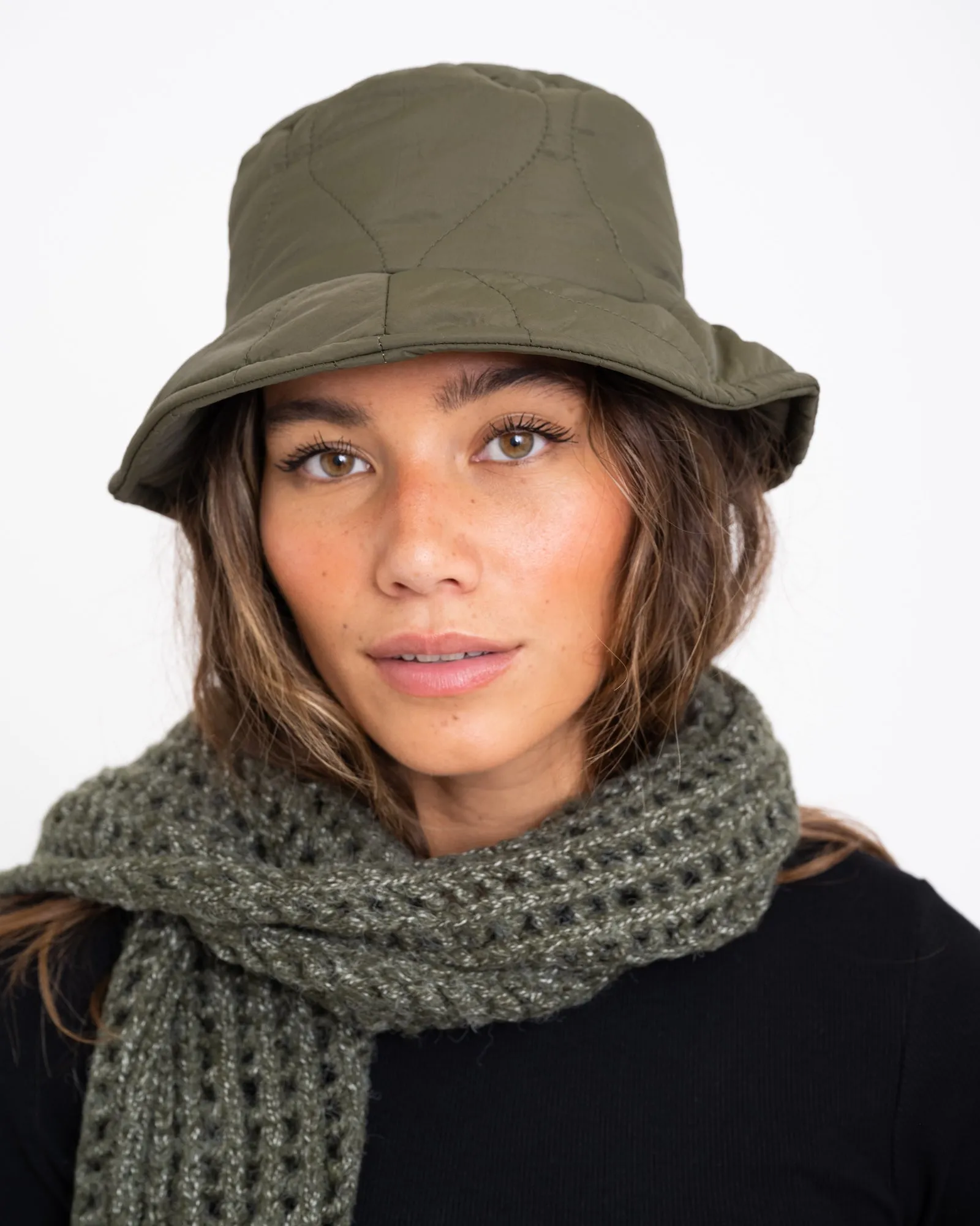 Scarf Knitted Khaki Melange