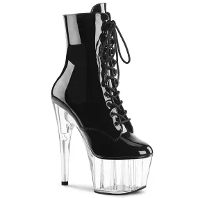 Sexy Devil 7 Inches Black Color Clear Platform Ankle Boots