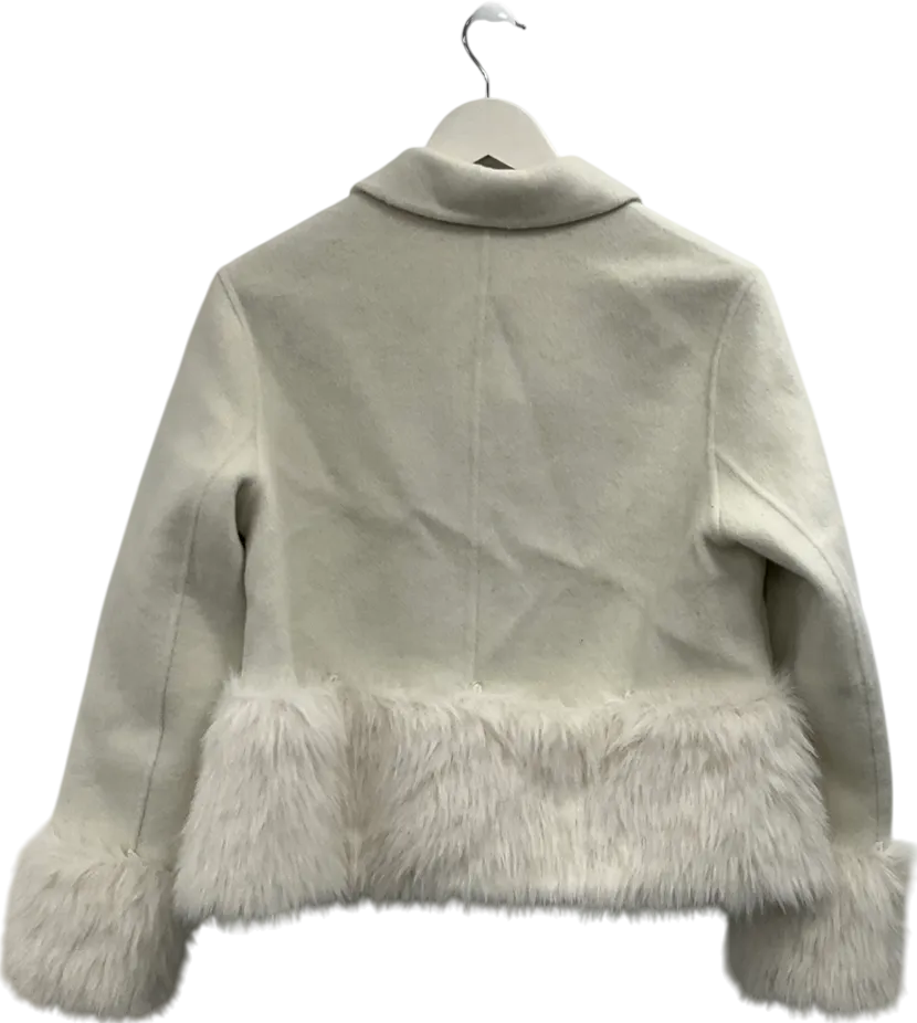 Shein Cream Faux Fur Trimmed Jacket UK S