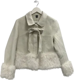 Shein Cream Faux Fur Trimmed Jacket UK S