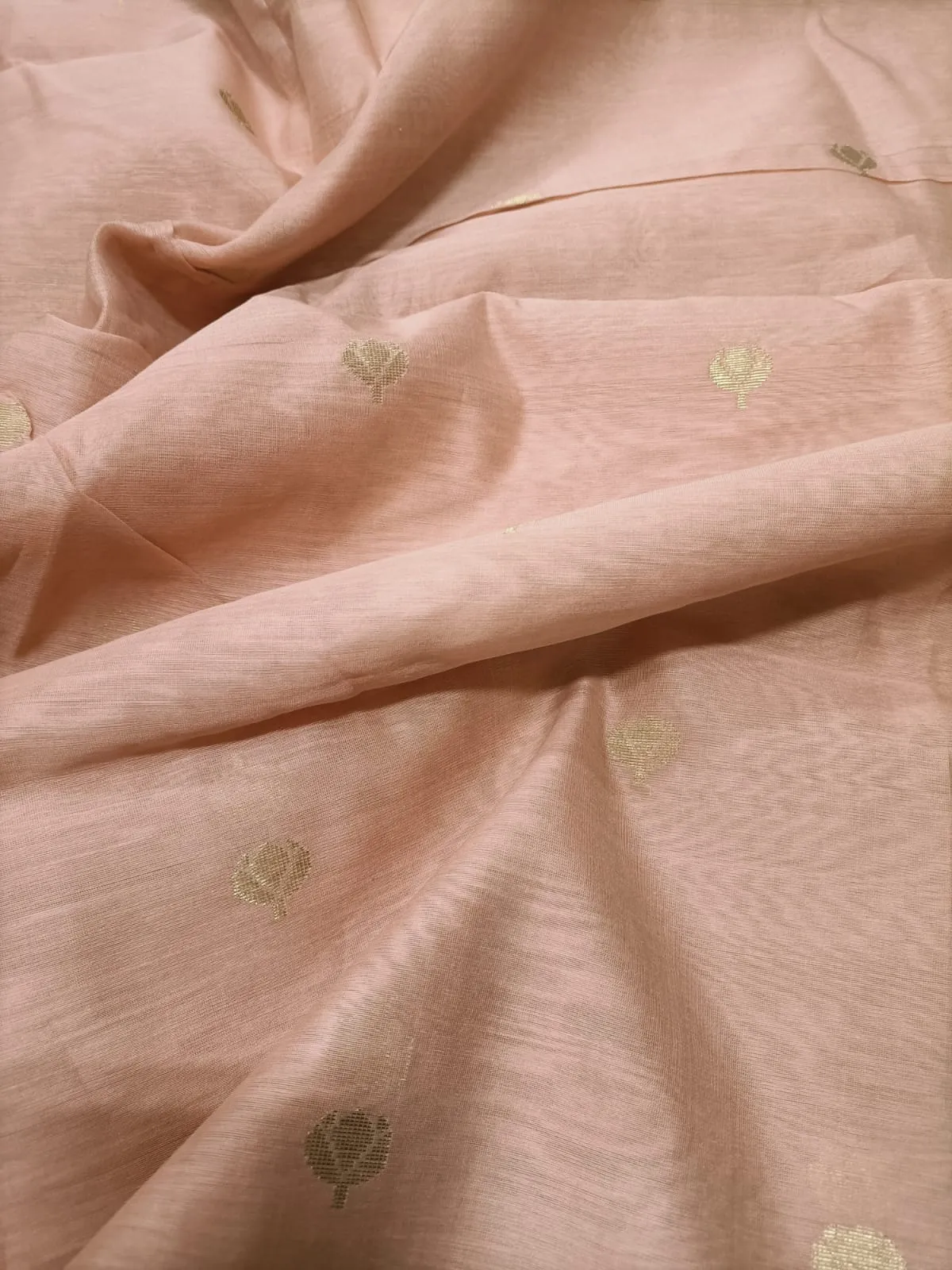 Soft Pink Chanderi Silk Fabric - 1 Mtr Length