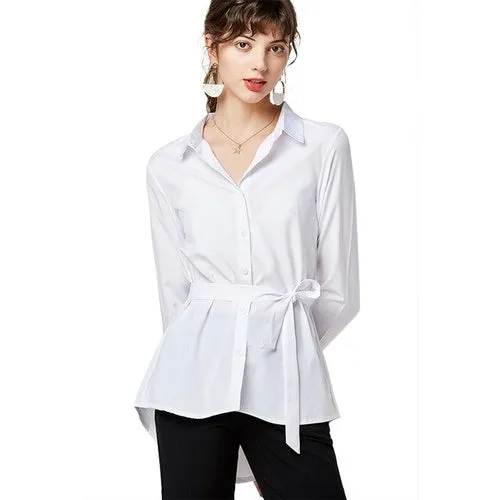 Solid Color Blouses Women Elegant Long Sleeve