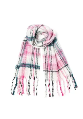 Superfluffy Check Print Scarf - Pink Multi