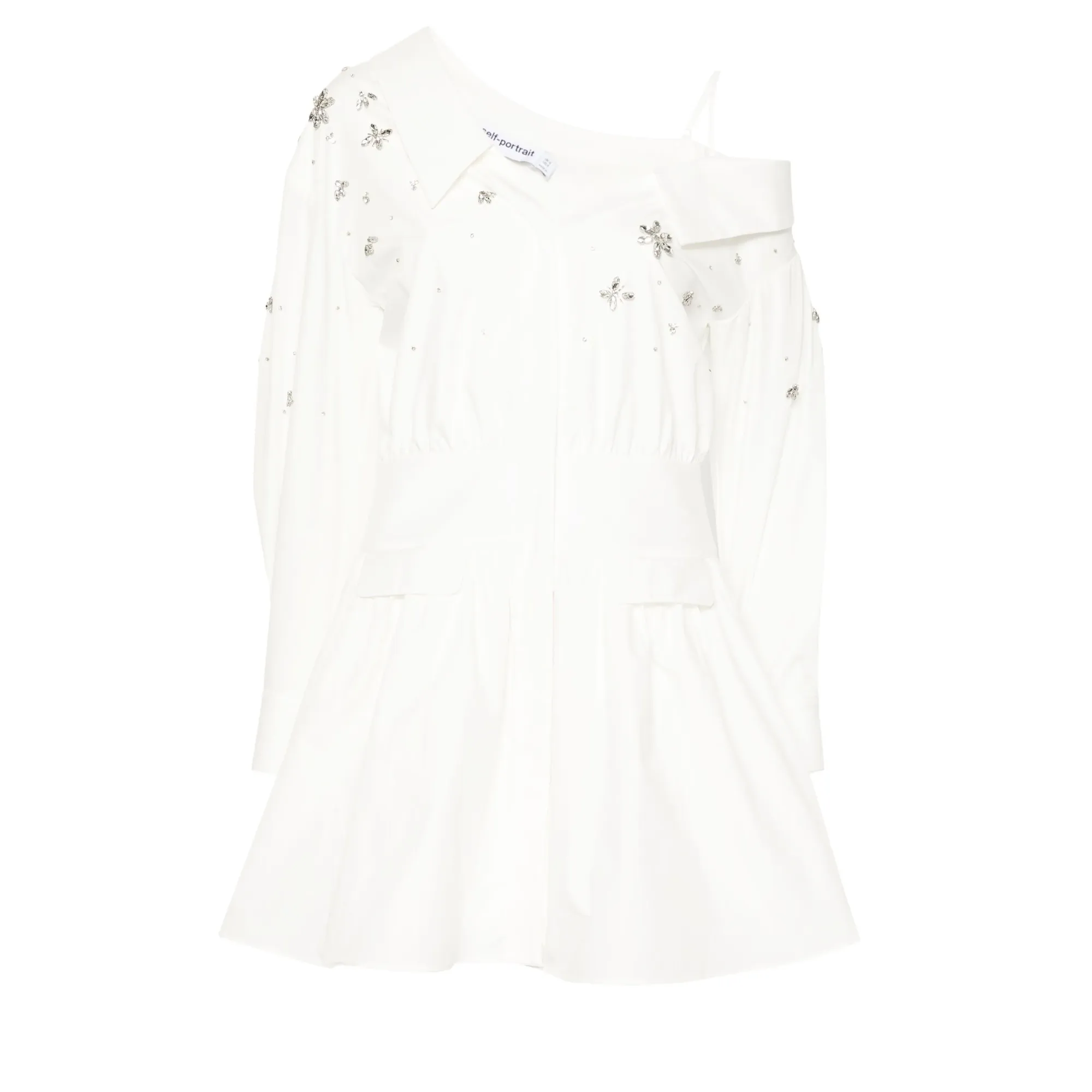 White Cotton Embellished Mini Dress