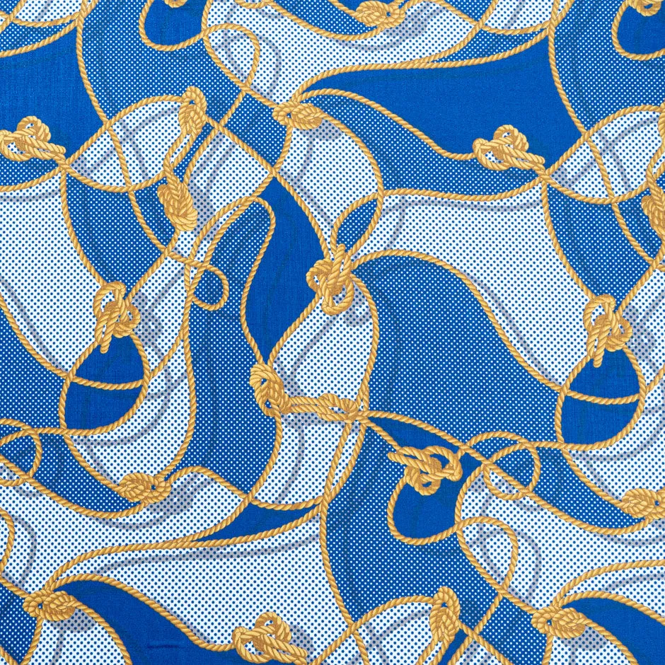 Yellow Rope Printed Blue Pure Silk (A 95cm Piece)