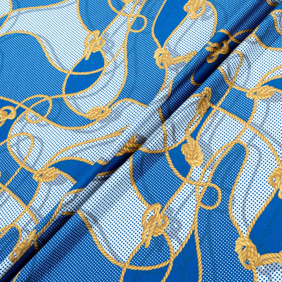 Yellow Rope Printed Blue Pure Silk (A 95cm Piece)