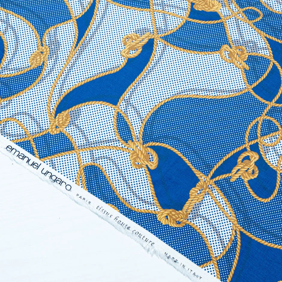 Yellow Rope Printed Blue Pure Silk (A 95cm Piece)